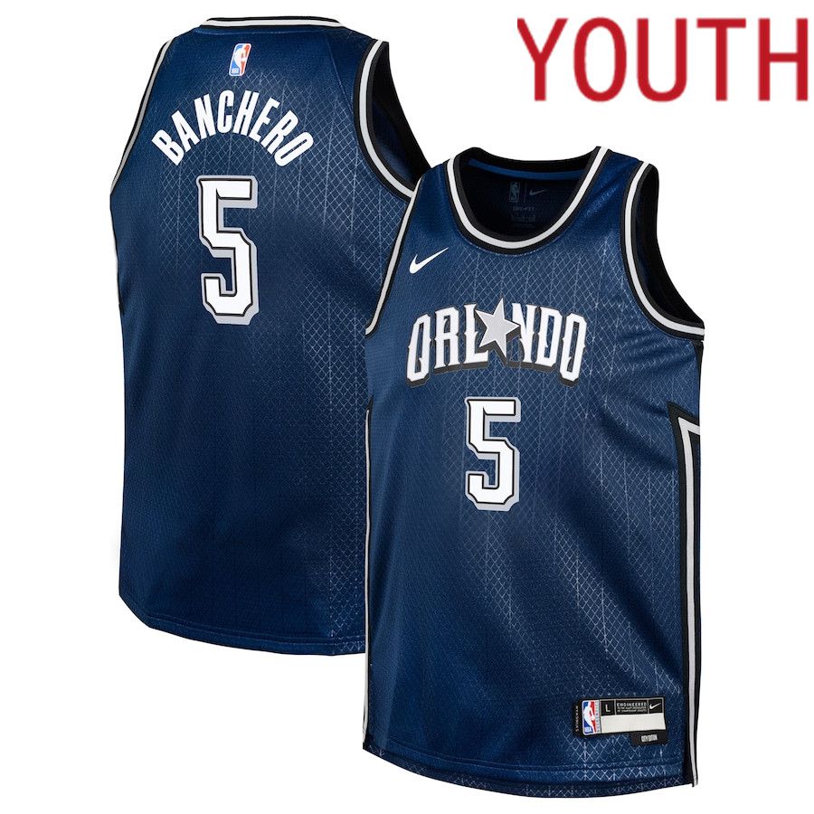 Youth Orlando Magic #5 Paolo Banchero Nike Navy City Edition 2023-24 Swingman Replica NBA Jersey->orlando magic->NBA Jersey